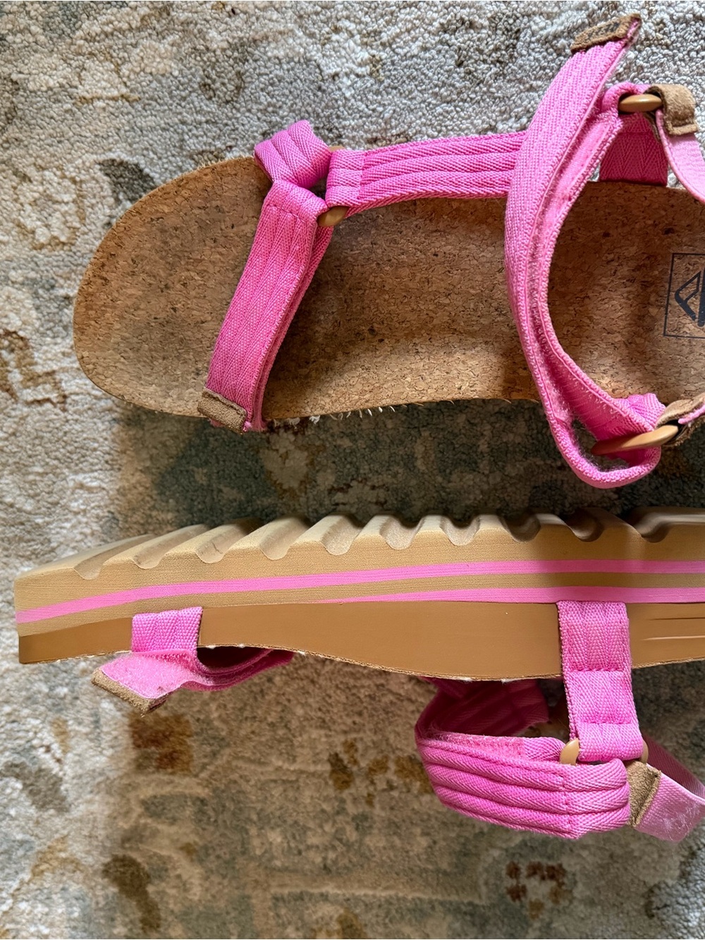 Pink Strappy Cork Footbed Sandals - Picture 2 of 4